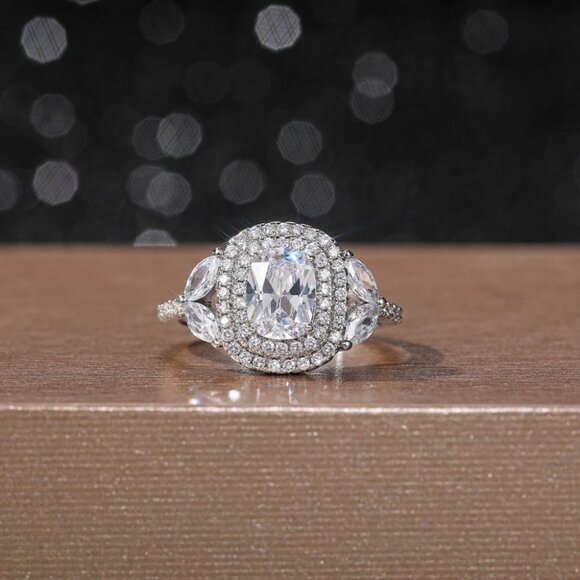 💥Crystal Shiny Large Oval Macro Pave Wedding Romantic Ring for Women, K872 - Picture 3 of 10